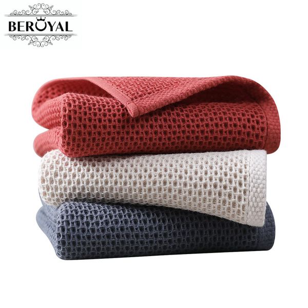 

beroyal brand 4pc/set 100% cotton hand towels for adults plaid hand towel face care magic bathroom sport waffle towel 33x74cm