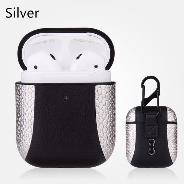 

one pcs case apple airpods 1/2 leather airpods case pu protector cover fashion anti lost hook clasp keychain with retail package