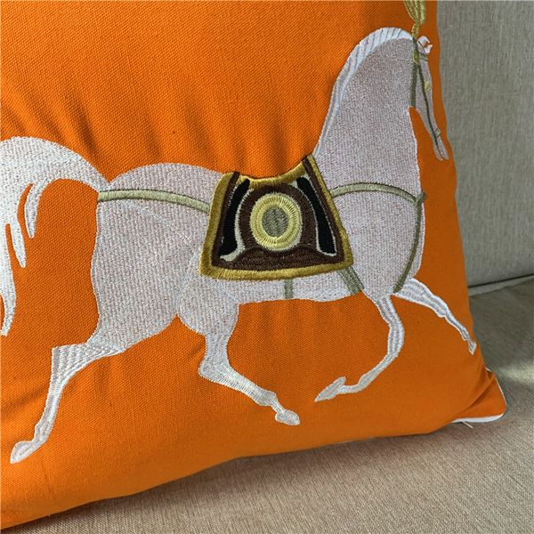 

deluxe embroidery orange red white horse designer pillow case 45x45cm sofa 258y