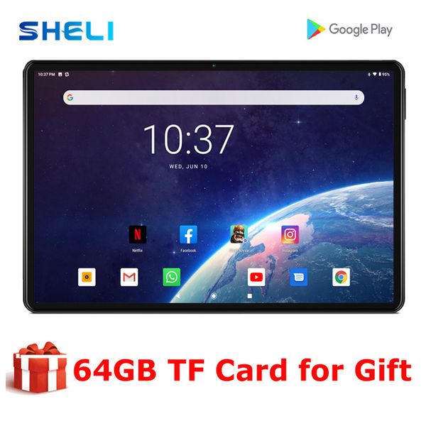 

new original 10 inch tablet pc quad core 3g phone call 10.1 tablets 32g android 9.0 tab google market gps wifi fm tablets 10.1