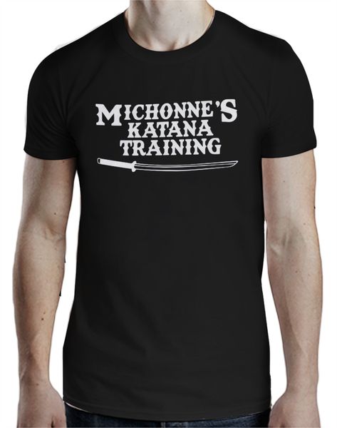 

michonne's katana training-the walking dead men's & ladies black zombie t-shirt
