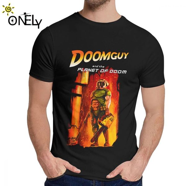 

round collar doomguy in the planet of doom t shirt summer for male soft slim tee us size s-6xl