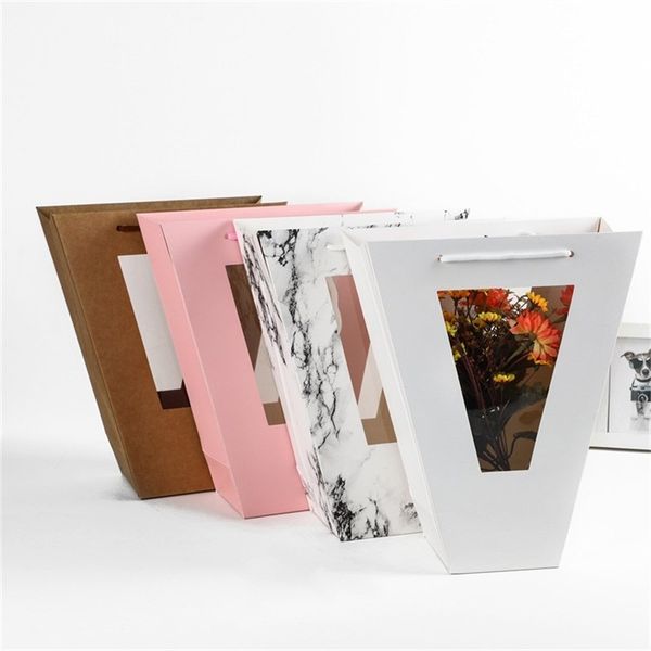 

pvc gift bag window show transparent wrap sacks flower clothing wraps hand hold paper bags new arrival 2 25xm l1