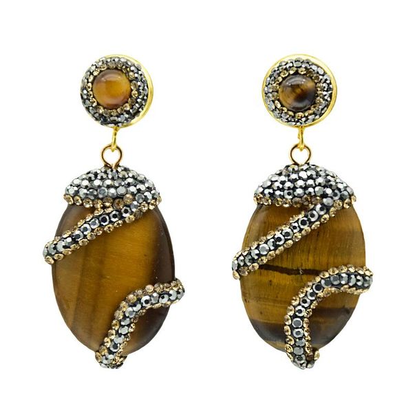 

natural tiger eye stone earrings for women handmade jewelry 2020 trendy dangle earrings suitable party wedding, Silver