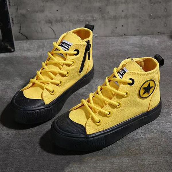 

kids shoes casual two color fashion star boys sneakers high children canvas shoes girls sneakers spring autumn new 2020, Black