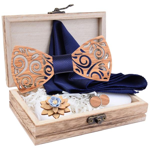 

neck ties floral wooden wood bowtiefor men silk pocket square cufflinks brooch set with box suit wedding bowtie accessories gift, Blue;purple