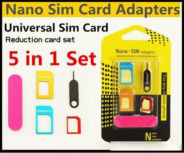 

5in1 metal nano sim card adapter micro new 5 in 1 sim cards adapters eject pin key for all smarttphone standard/nano