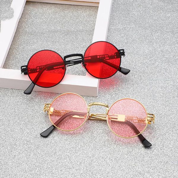 

sunglasses gothic steampunk men women metal wrap eyeglasses round shades brand designer sun glasses mirror uv400, White;black