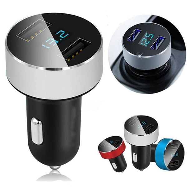 

dual usb ports car charger 2.1a digital display car chargers for iphone samsung galaxy s8 note 10 s10 htc