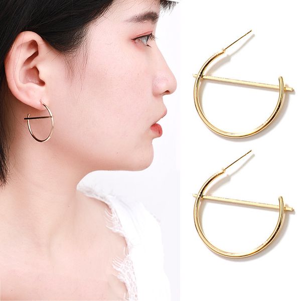 

earings brincos para as mulheres simple personality metal retro-geometric earrings temperam vintage geometric tin alloy hoop, Golden;silver