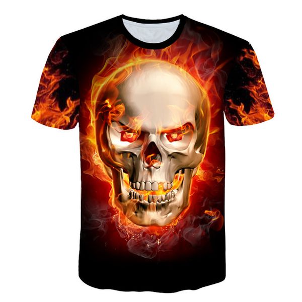 

3d horrifying skull blood print 3d print shirts horror humor aesthetic men clothing