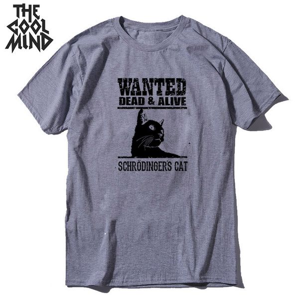 

coolmind 100% cotton funny schrodingers cat print men t shirt loose summer men tshirt o-neck t-shirt male men tees