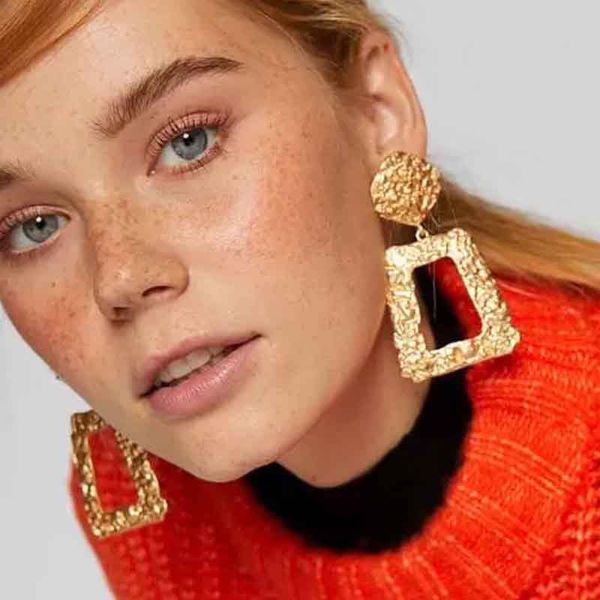 

ae plus fast geometric metal pendant earrings for women girl modern jewelry square vintage silver color earrings female bohemian