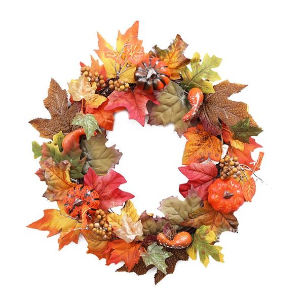 

creative simulation garlands pvc autumn pumpkin halloween thanksgiving wreath diy craft wall decor fake flowers for home