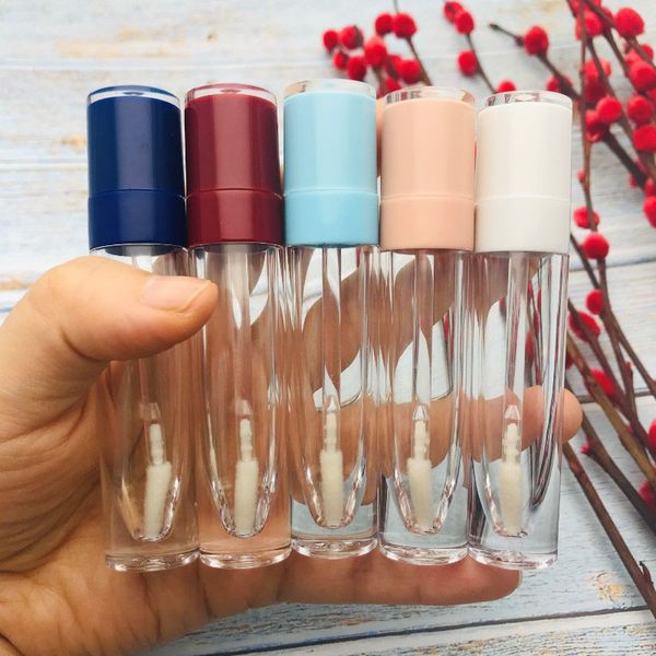 

50/100pcs 7ml empty lip gloss tube clear lip glaze bottle light blue cap,diy refillable makeup cosmetics packing contaienr