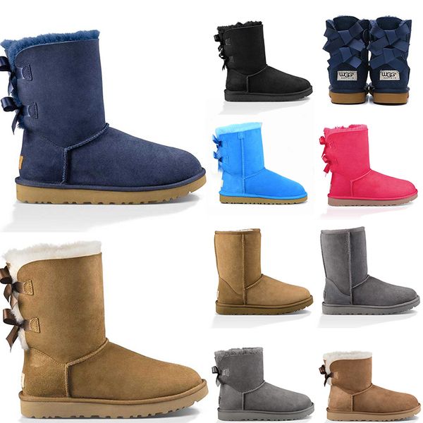 

australian luxury ankle knee tall platform winter snow booties boots for woman leather girls lady boots sneakers trainers, Black