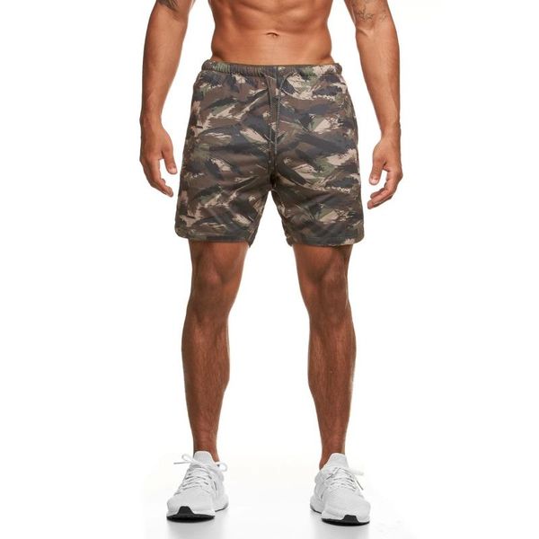 

running shorts mesh summer camouflage men's ice silk loose casual pants beach training sports five-point workout gym, Black;blue