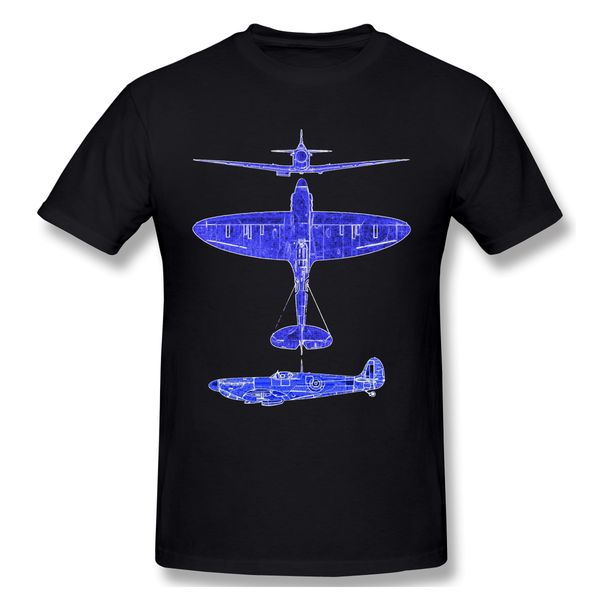 

spitfire mk.i blueprint funny t-shirt men summer o neck casual cotton t shirt graphic tee spitfire fighter crew neck top
