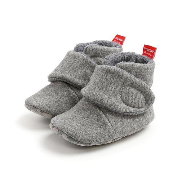 

snow boots baby shoes winter warm baby shoes newborns boy girl solid cashmere booty crib babe girls toddler warm shoe for 0-18, Black;grey