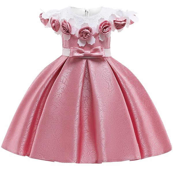 

lace kids tutu birthday princess party dress for girls infant rose children bridesmaid elegant girls clothes, Red;yellow