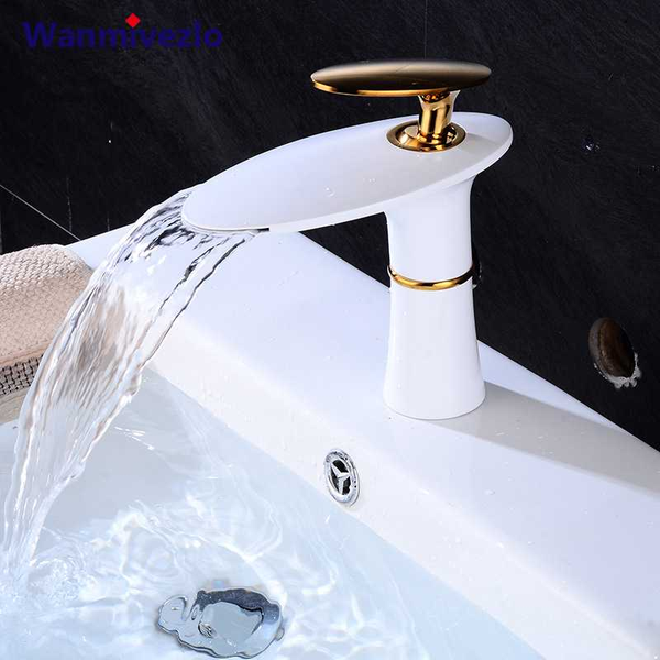 

copper single hole waterfall faucet and cold basin wash basin bathroom sink bathroom cabinet european style faucet