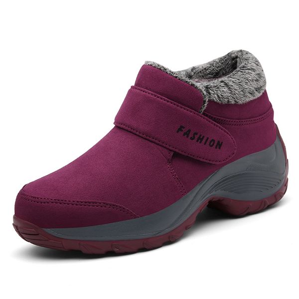 

boots 2021 winter women snow fashion warm push platform ankle female high wedge waterproof shoes woman, Black