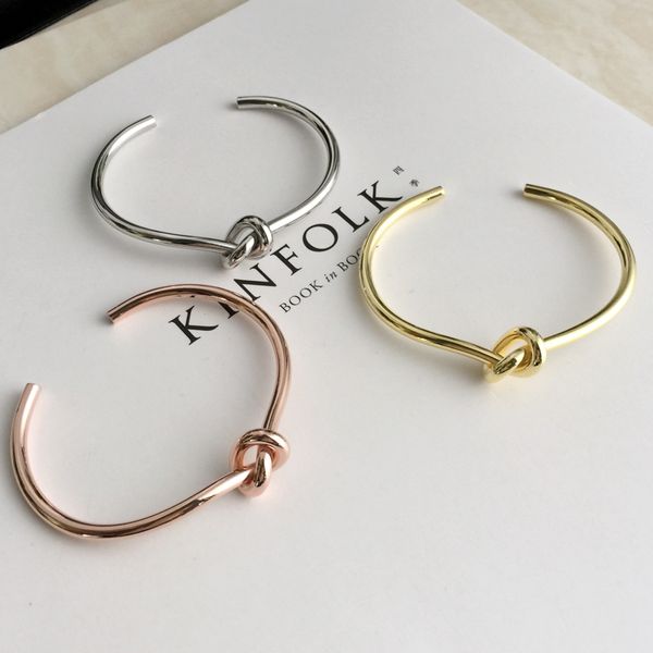 

mcllroy thin bangles gold color gun black knot stretch bracelets & bangles for women silver color open pulsera, Golden;silver