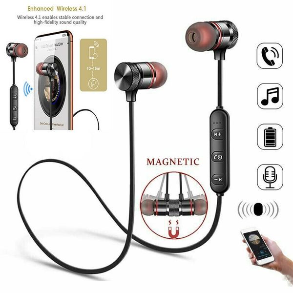 

wireless bluetooth sport gym headphones earphones earbuds headset with mic bass