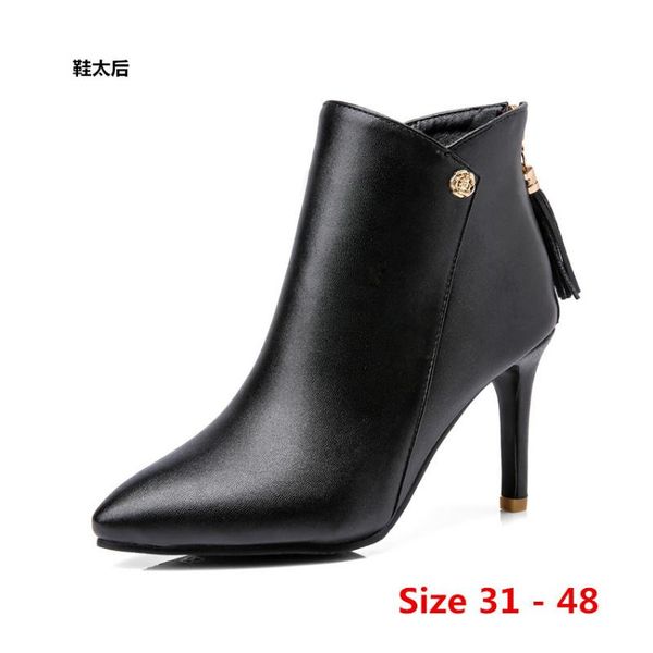 

ankle boots woman high heel boots high heels women shoes spring autumn short booties female small big size 31 - 48, Black