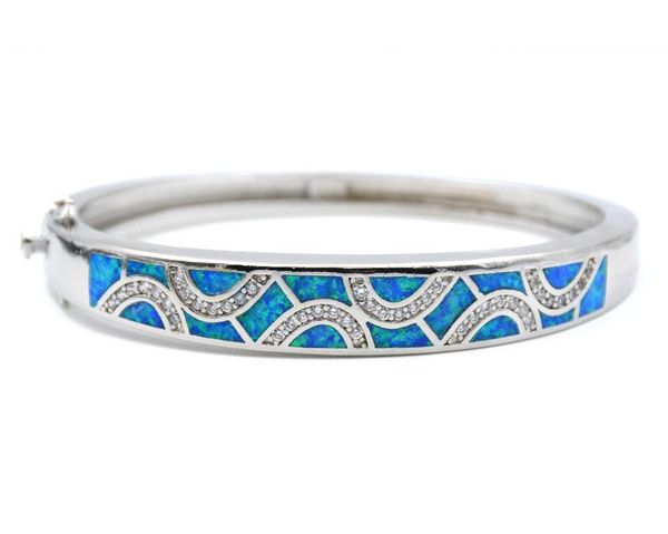

blue fire opal bangle bracelet cuff jewelry for women, Black