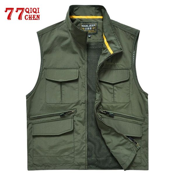 

men's vests mens casual quick-drying vest travel multi-pockets waterproof male pography waistcoat chalecos para hombre, Black;white