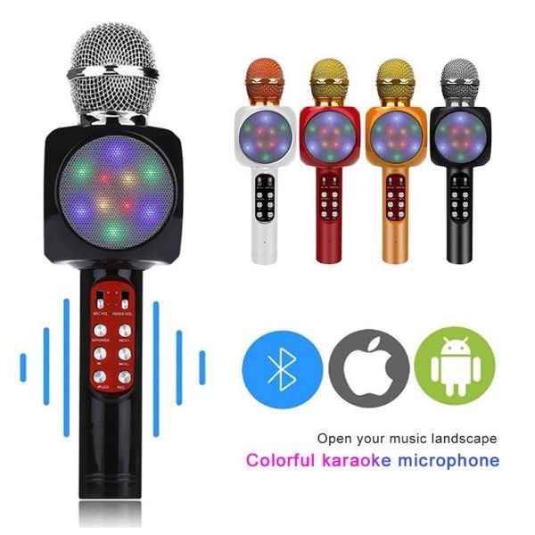 

ws1816 handheld microphone wireless bluetooth condenser karaoke microphone usb player mic speaker for home ktv pk ws858
