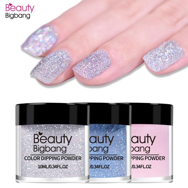 

beautybigbang 10ml chameleon mirror nail glitters dipping powder diy nail chrome pigment dust manicure art decoration, Silver;gold