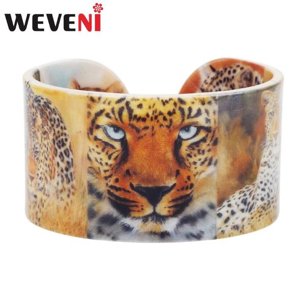 

weveni plastic africa leopard panther bangles bracelets wild animal craft jewelry for women girls teen kid gift wholesale, Black