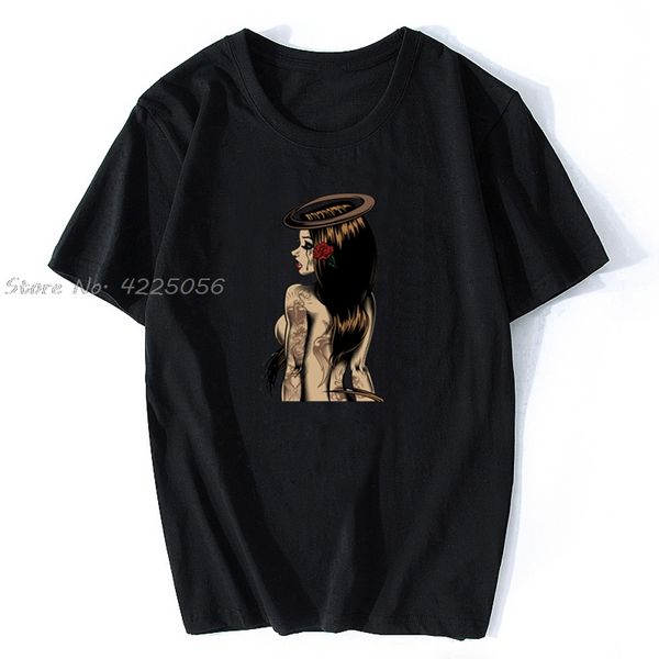 

woman angel t-shirt men t shirt tattoo tshirts art design vintage sweatshirts cotton customized slim fit tees