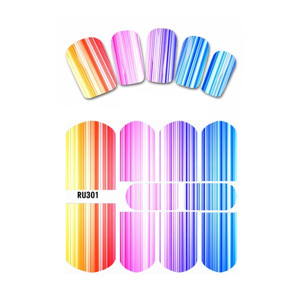 

nail sticker water decal slider rainbow serial stripe line colorful dew water ball ru301-306, Black