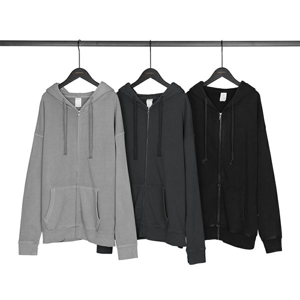 

3colors in stock heavy cotton vintage zip hoodie vintage black raglan streetwear