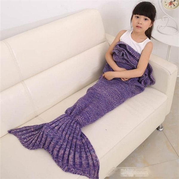

for kids knitted mermaid blankets 140*70cm handmade mermaid tail luxury blanket crochet blanket throw bed wrap sleeping sack bag xmas gift