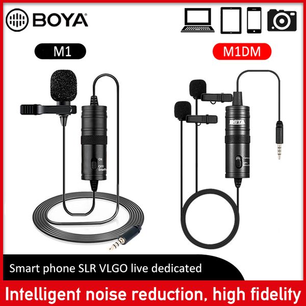 

boya mini by-m1 m1dm clip-on lavalier audio microphone 3.5mm collar condenser lapel mic for recording canon dslr cameras