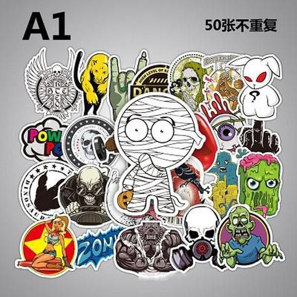 

50 non-repetitive stickers for mobile phones, explosive car stickers, cartoon graffiti stickers for pull-rod boxes of automobile