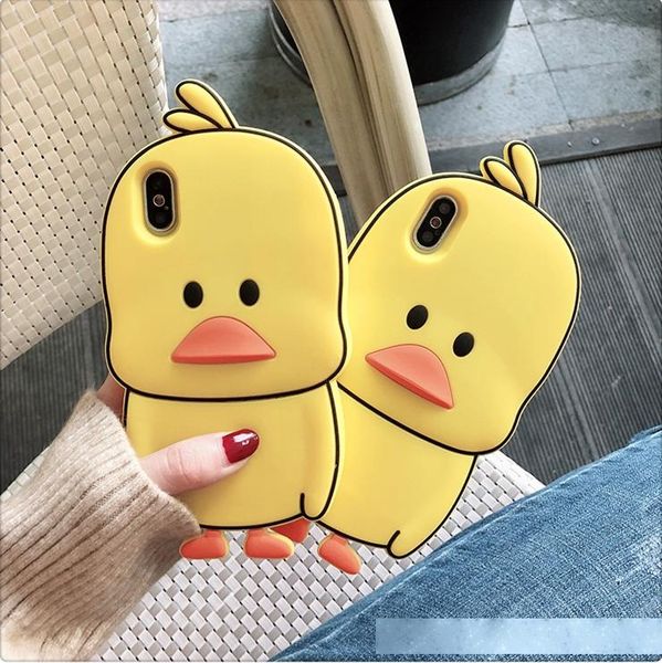 

3d cartoon cute yellow duck silicone back cover for iphone 5 5s se 5c 6 6s x xr xs 11 pro max 7 8 plus phone cases fundas coque