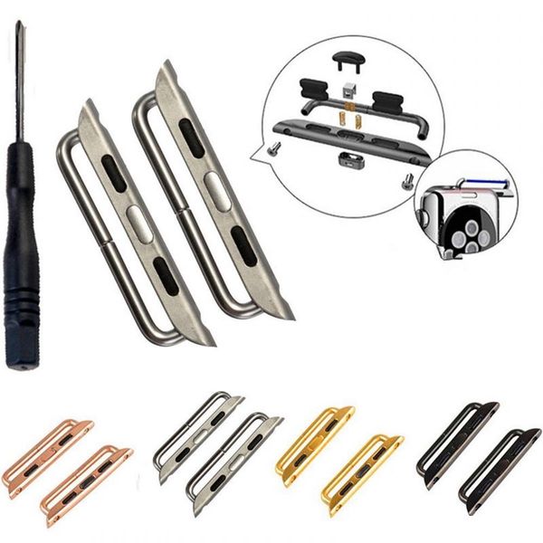 

a pair adapter for apple watch band 5 4 3 2 1 iwatch band 42mm 38mm strap stainless steel belt watchband accessories connector