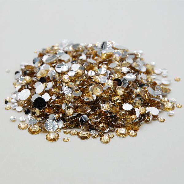 

mixed size light brown 3d glamour shiny flat back strass acrylic rhinestone diy nail art deco, Silver;gold