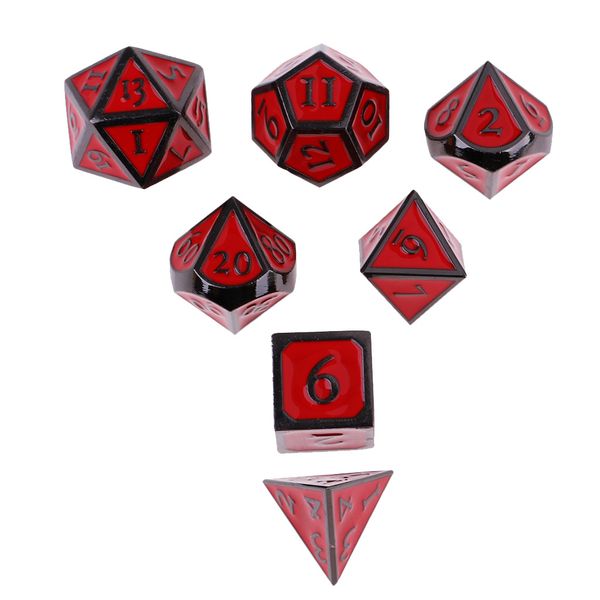 

7 pieces set mini polyhedral dice set red d4 d6 d8 d10 d12 d20 d&d rpg