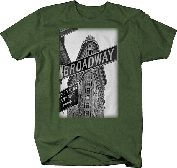 

2019 new summer slim tee shirt broadway new york building sign vintage retro nyc tshirt fashion t-shirt
