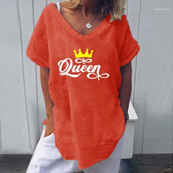 

letter print v-neck short sleeve tees loose fashion clothing famale tees womens summer designer casual tees, White