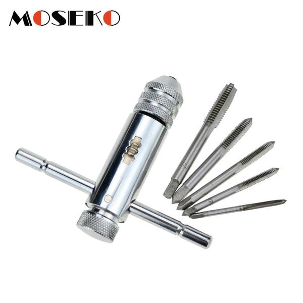 

1set adjustable m3-m8 t-handle ratchet tap wrench machinist tool reversion with screw thread plug tap set 3mm 4mm 5mm 6mm 8mm