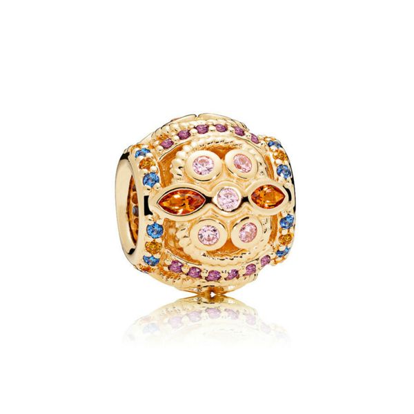 

new 100% 925 sterling silver 1:1 authentic 756225pczmx 14ct gold colour fresco charm bracelet original women jewelry gift, Black