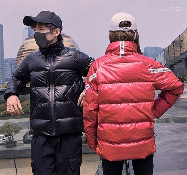 

mens plus size thick winter jacket casual teenager couples winter coats designer womens cargo parkas fashion, Black