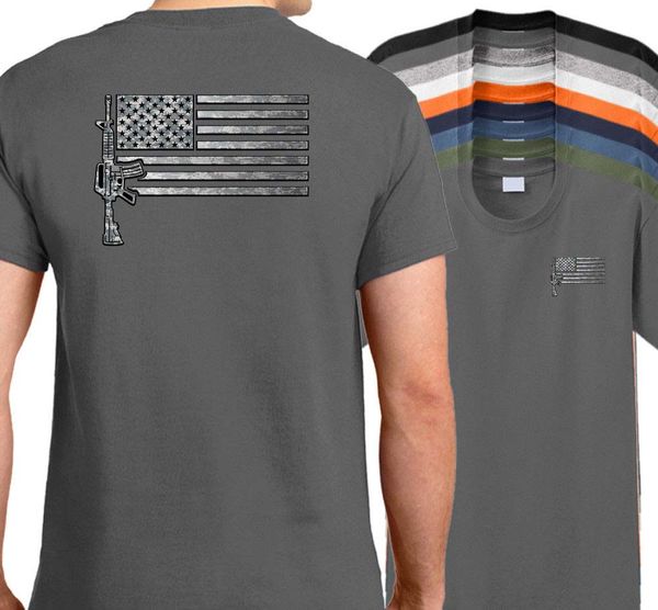 

2020 new men t-shirt men summer style usa ar-15 rifle flag shirt ar15 m4 shirt military rifle american tee shirt custom